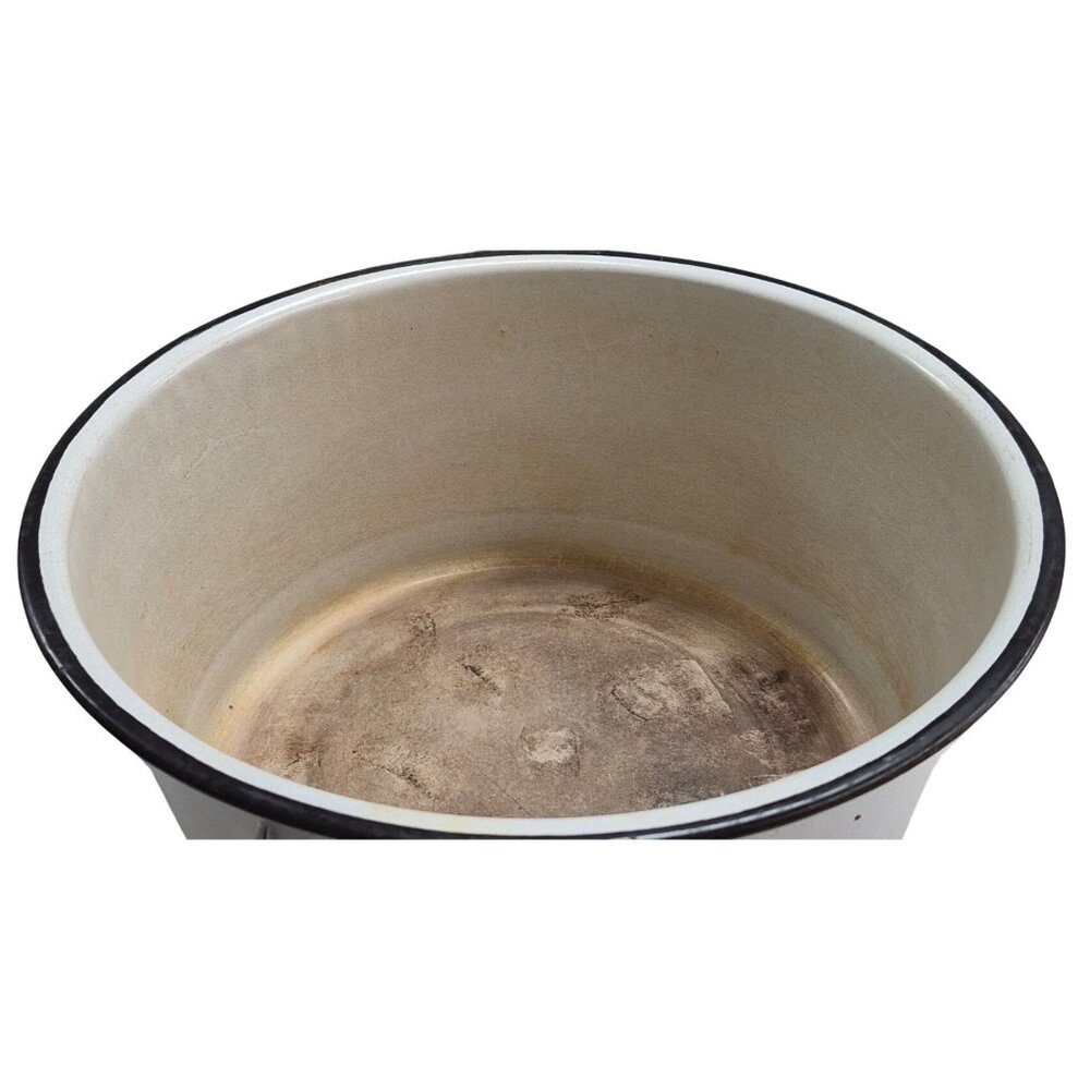 Vintage Enamel Pot White & Black Rim Pan Rustic Kitchen Decor Cookware - Picture 7 of 8